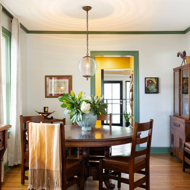 Industrial 1 - Light 11.8" W Retro French Globe Glass Pendant For Kitchen Island