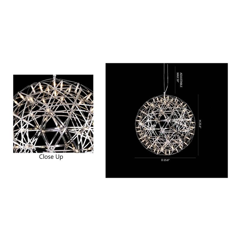 92-Light LED Round Chrome Chandelier With Crystal Accents