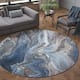 Alise Rugs Rayna Contemporary Abstract Area Rug - 5'3'' Round - Navy