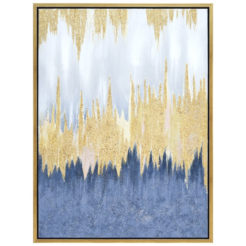 Golden Rain Textured Metallic Hand Painted Framed Wall Art by Martin Edwards