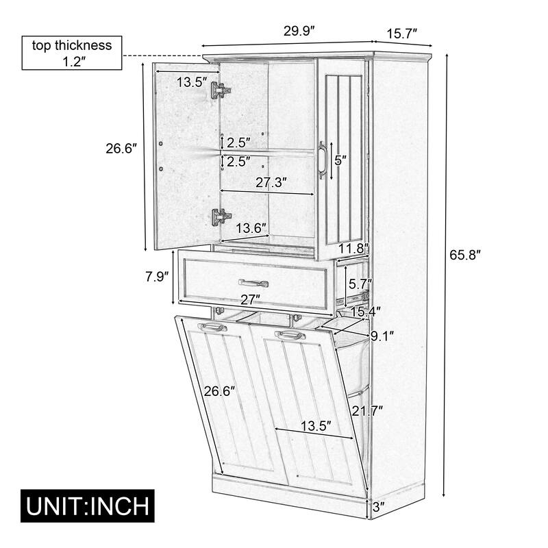 Bathroom Storage Cabinet With Two Laundry Baskets