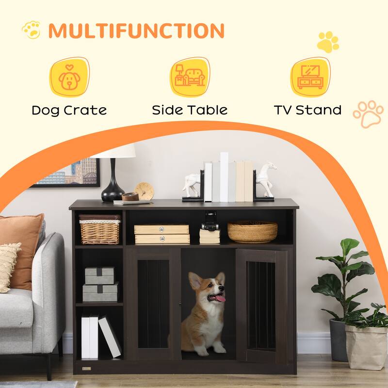 Dog Crate with Adjustable Shelf, Dog Crate End Table, Indoor Pet Crate for Medium and Large Dogs, with Large Flat Surface
