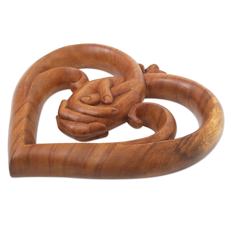 Novica Handmade Peace Begins With Love Wood Relief Panel