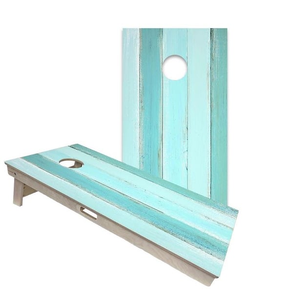slide 2 of 6, Coastal Wood Plank Regulation 2x4 Cornhole Board Set All-Weather - Include Carrying Case