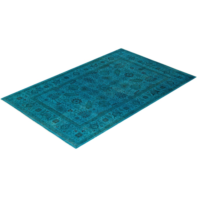 Fine Vibrance, One-of-a-Kind Hand-Knotted Area Rug - Blue, 4' 8" x 7' 3" - 4' 8" x 7' 3"