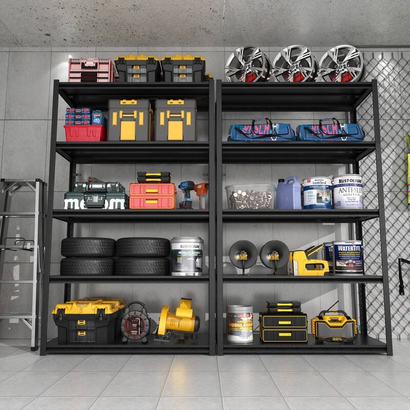 5-Tier Adjustable Heavy Duty Metal Storage Shelves, Black, 72/78"H