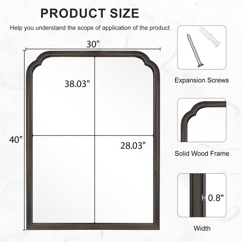 Top Corner Scalloped Rectangle Decorative Farmhouse Wall Mirror