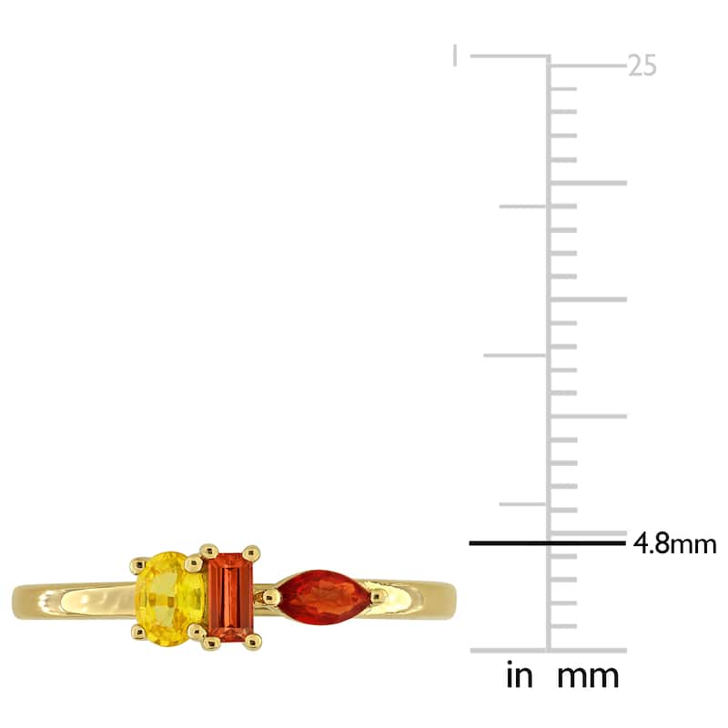 Miadora Multi-Gem Three Stone Ring Sterling Silver