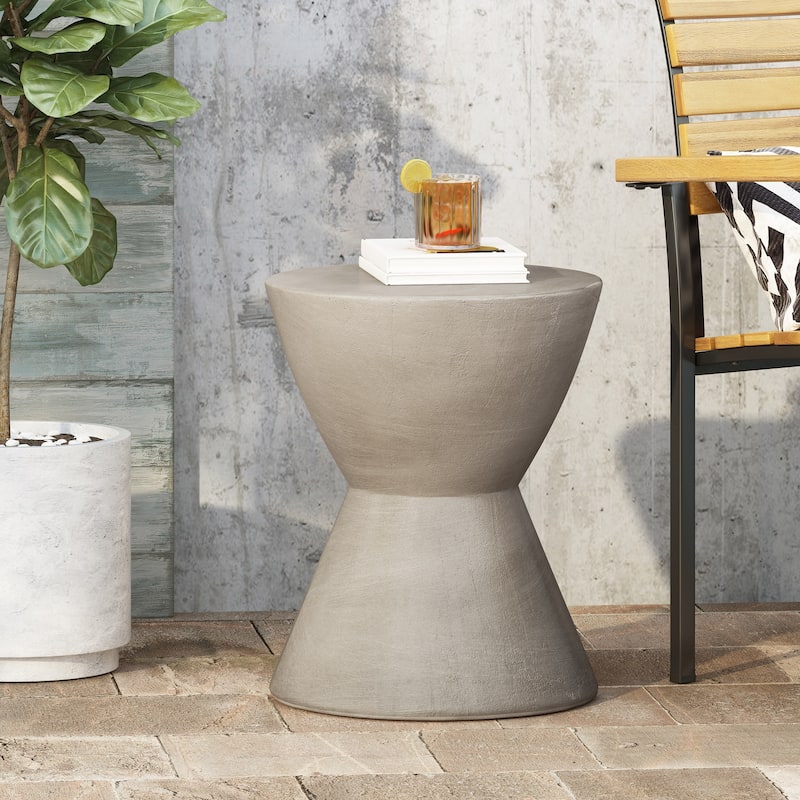Yadira Lightweight Concrete Side Table by Christopher Knight Home - Light Gray