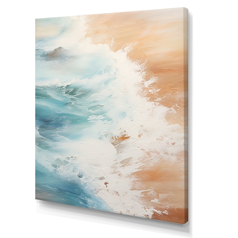 Designart "Modern Blue And Beige Sand Aerial View II" Coastal Beach Sand Wall Art