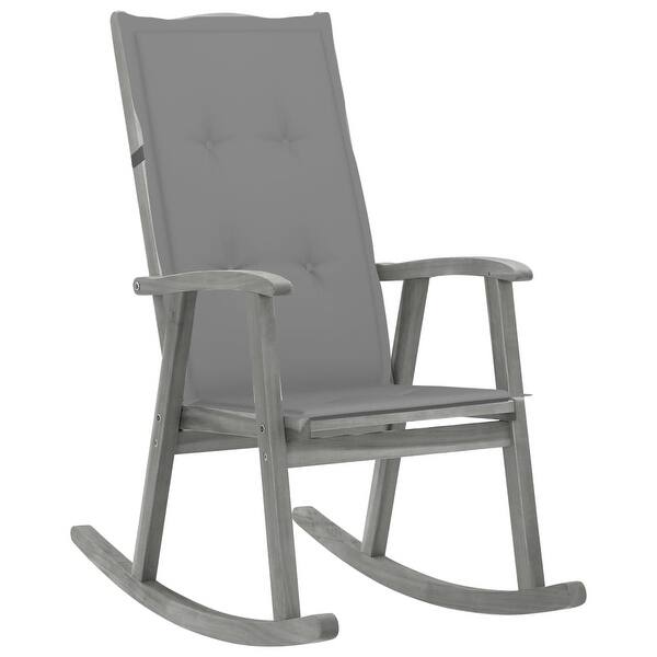 slide 2 of 10, vidaXL Rocking Chair with Cushions Gray Solid Acacia Wood