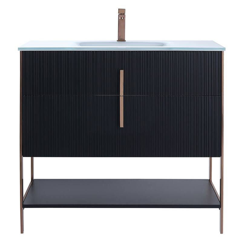Fine Fixtures Serenity Modern Bathroom Vanity with White Glass Top