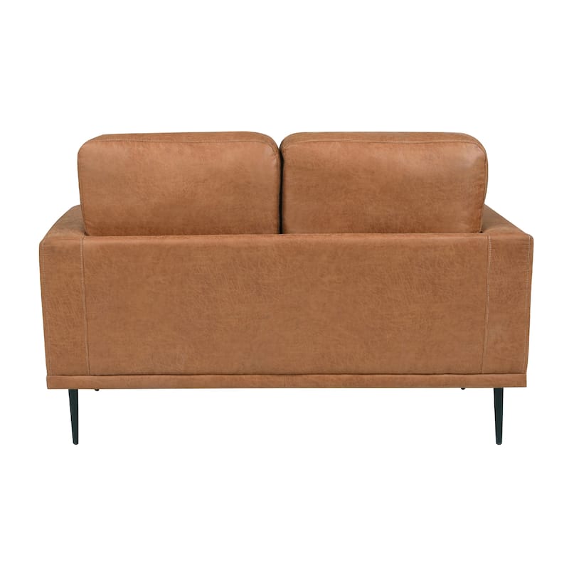 Coxi Loveseat with 2 Bolster Pillows, Soft Brown Microfiber, 58 Inch