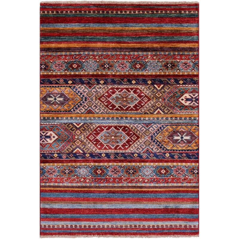 Golden Nile Khorjin Persian Gabbeh Hand Knotted Wool Rug - 3' 4" X 4' 11"