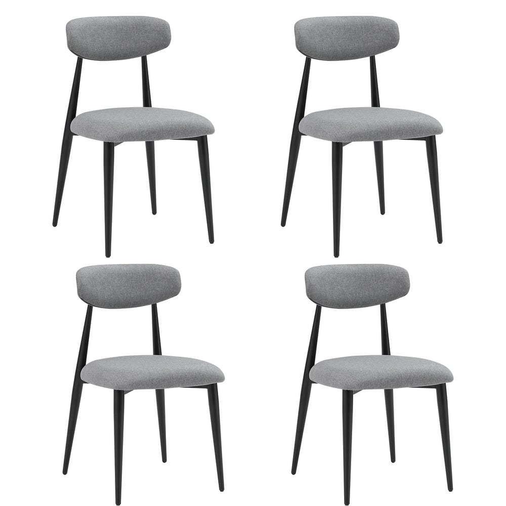 Modern Upholstered Curved Backres Dining Chairs with Metal Frame