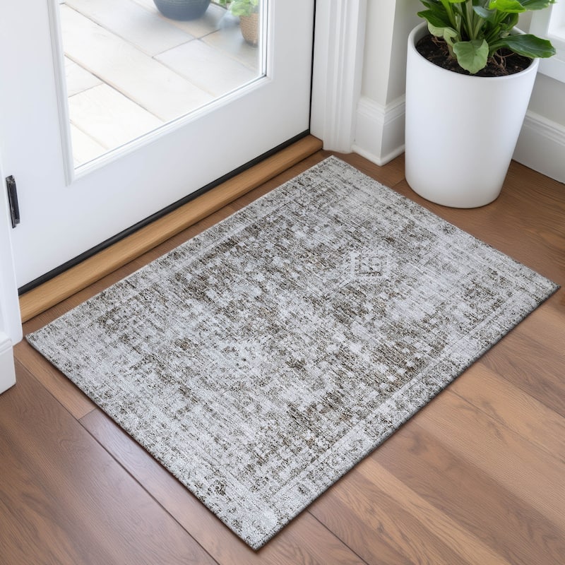 Premium Washable Super Soft Vintage Traditional Mayfield Rug - Chocolate - 1'8" x 2'6"
