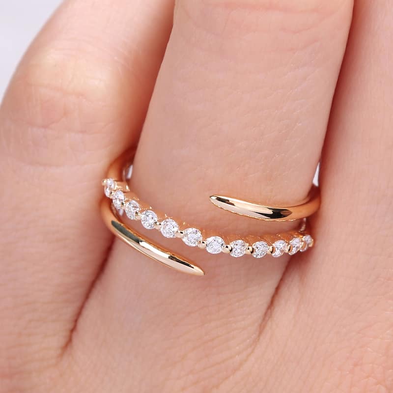 1/3ct TW Lab Created Diamond Multi-Row Band in 18k Yellow Gold Plated Sterling Silver
