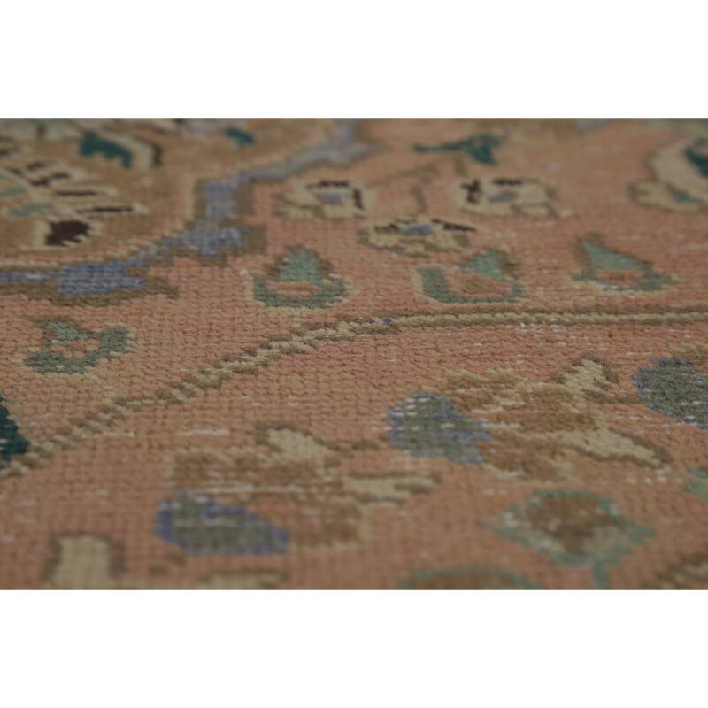 Distressed Floral Tabriz Persian Area Rug Handmade Wool Carpet - 9'10" x 12'9"