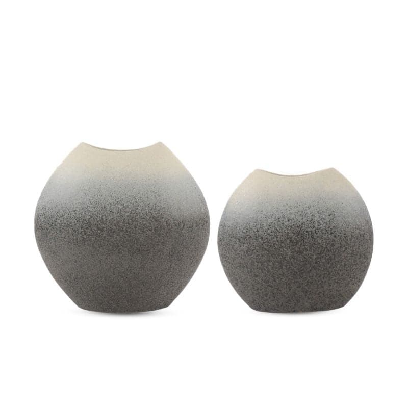 Set of Two Modern Gray Ceramic Vases