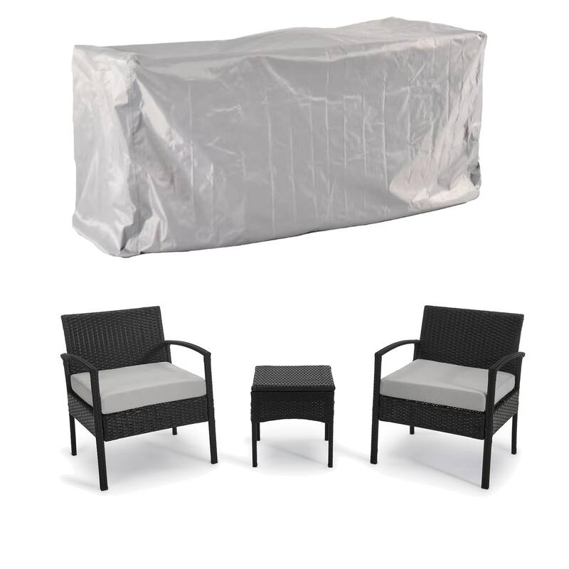Outdoor Furniture 3 Piece Patio Bistro Furniture Set, Rattan Conversation Chairs Set with Side Table and Cushions