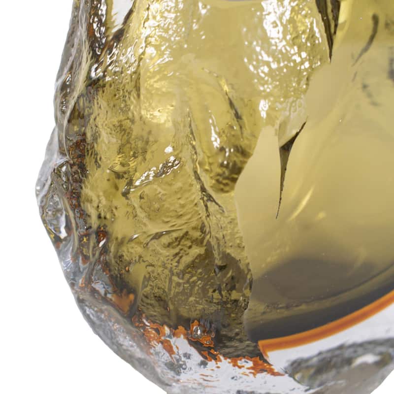 Dusty Olive Crystalized Glass Vase- Tall