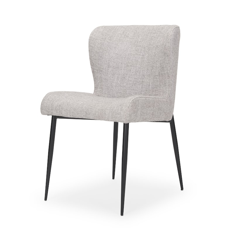 HomeRoots Gray and Black Upholstered Fabric And Metal Wing Back Dining Side Chair - 25 in. x 32.5 in. x 19.75 in.