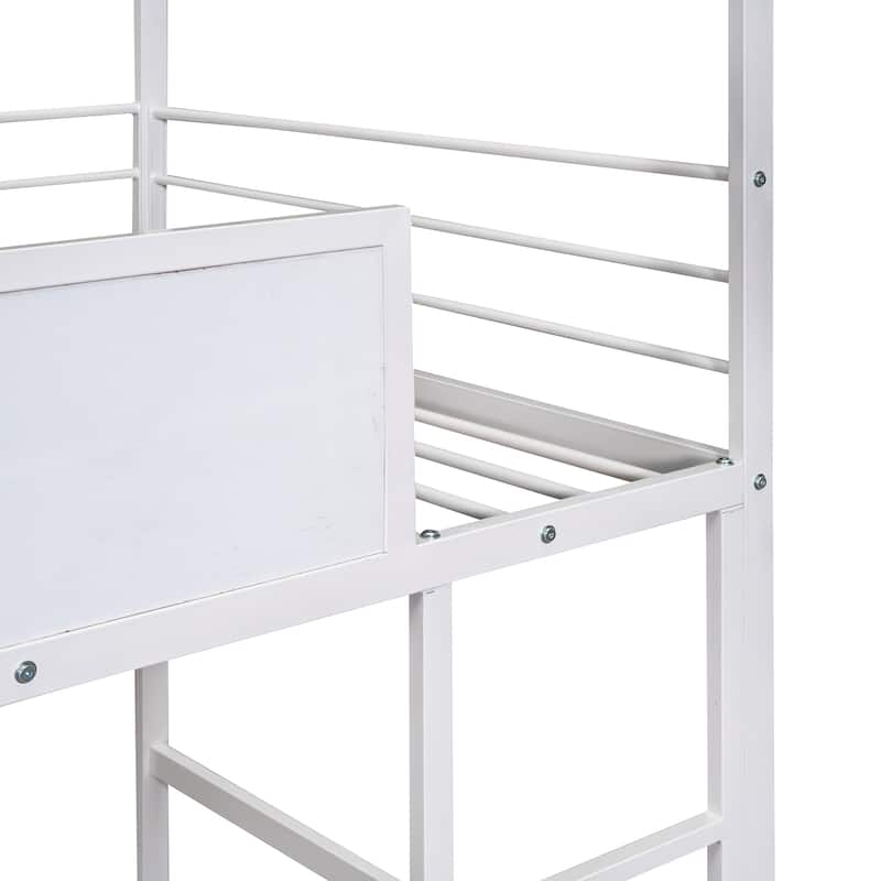 Twin Metal House Loft Bed with Slide and Ladder