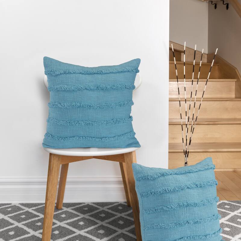 Sevita Birch Solid Natural Cotton Square Throw Pillow, Set of 2 or 4