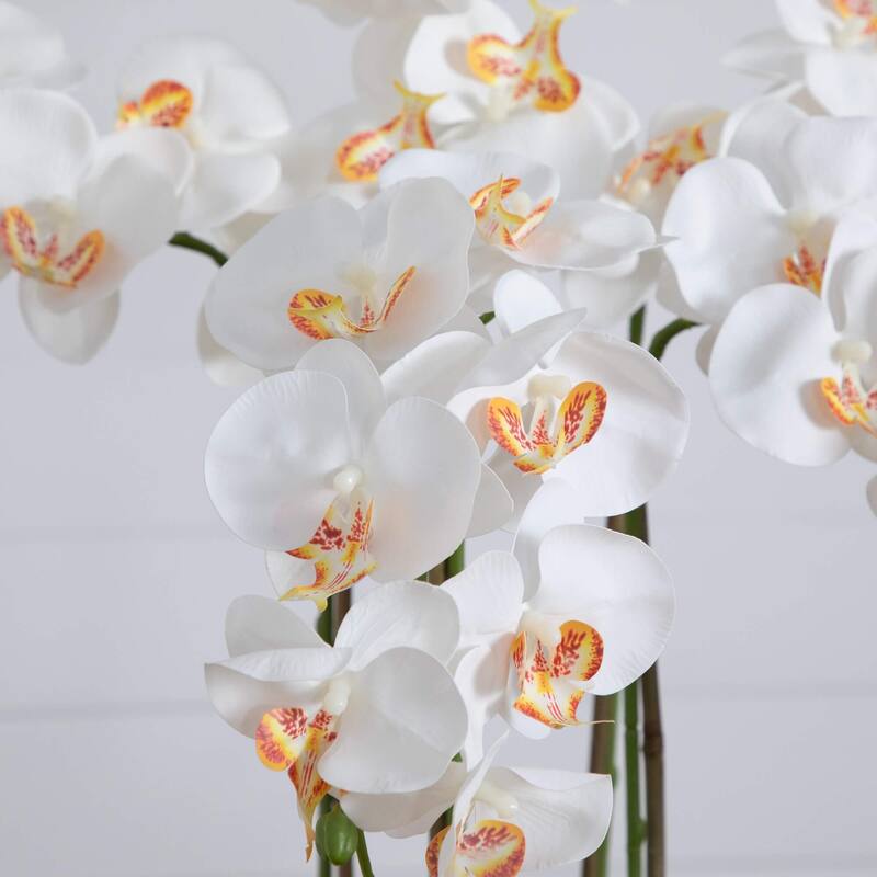 Orchid Artificial Floral Arrangement with Mexican Talavera Planter - 36" - White