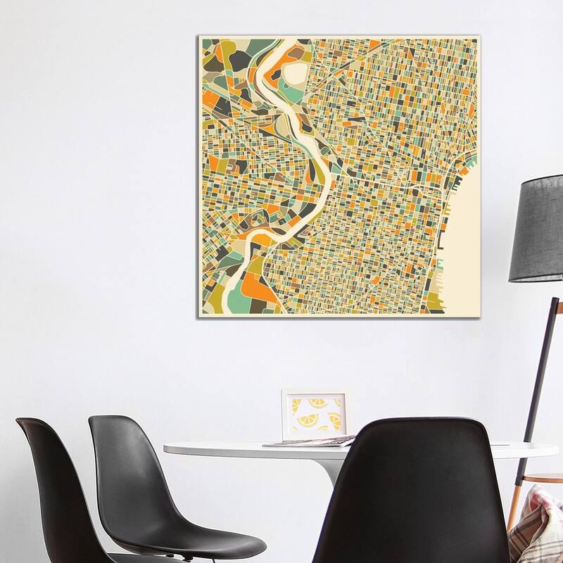 iCanvas "Abstract City Map of Philadelphia" by Jazzberry Blue Canvas Print - 37x37x1.5
