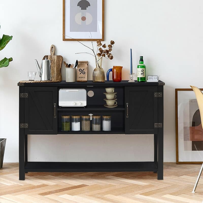 TV Storage Cabinets with Bottom Shelf - 52" x 15.5" x 35" (L x W x H)