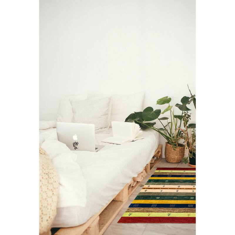 ECARPETGALLERY Hand Loomed Kashkuli Gabbeh Multi Color Wool Rug - 3'9 x 5'9