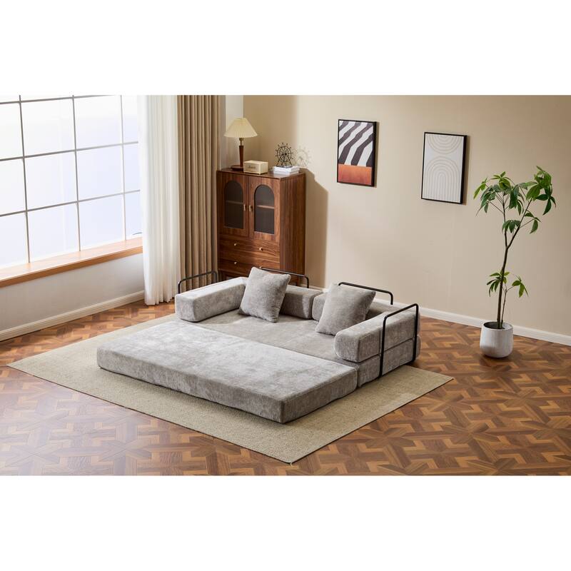 Floor Couch,Compression Sofa,Convertible Floor Sofa Bed-with Pillow Back Support Armrest,Comfy Futon Couch Lounge Sleeper Bed