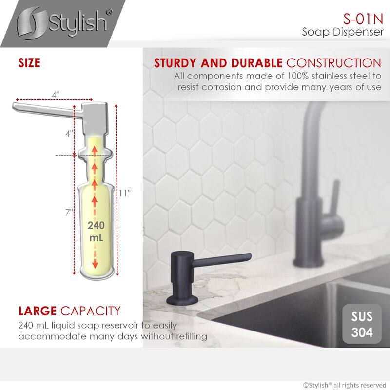 STYLISH Pull Down Kitchen Faucet + Soap Dispenser - Matte Black Finish