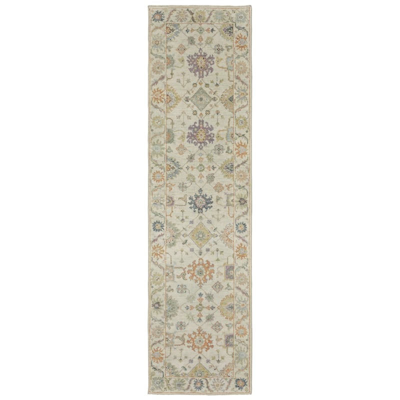 Style Haven Palma Wool Hand-Knotted Oriental Beige/ Green Area Rug - 2' 6" x 10' - Runner