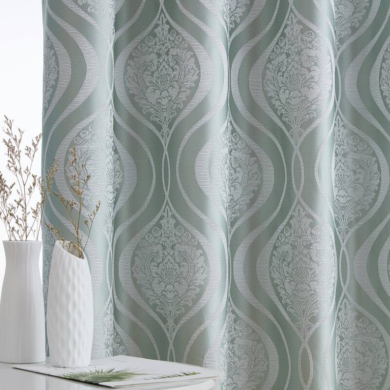 HLC.me Montero Damask 100% Full Complete Blackout Heavy Insulated Energy Savings Grommet Curtain Panels, 2 Panels