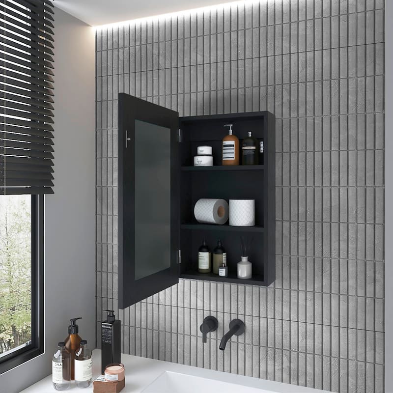 Sanford Medicine Cabinet with Mirrored Door, Three Shelves for Bathroom Storage, White Compact Design