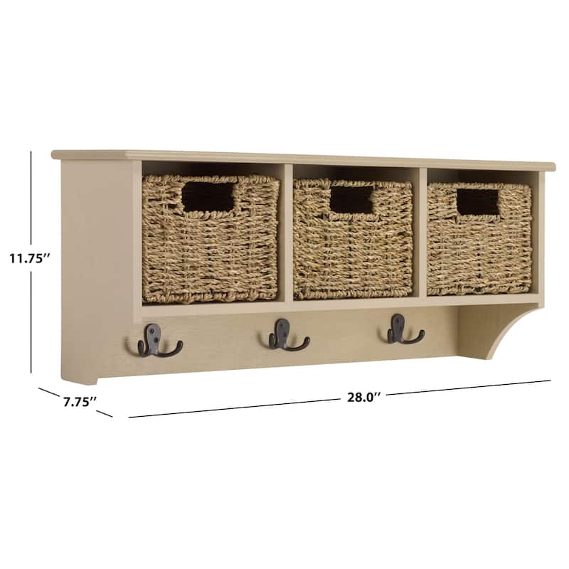 SAFAVIEH Jemina Black Hanging 3-Basket Wall Rack - 28" x 7.8" x 12" - 28"W x 8"D x 12"H