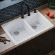 preview thumbnail 79 of 89, Karran Drop-In Quartz 33 in. 1-Hole 60/40 Double Bowl Kitchen Sink Kit