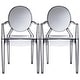 preview thumbnail 23 of 21, Set of 2 Dining Stackable Chair With Arms Molded Transparent Stacking Plastic For Restaurant Office Desk Kitchen Outdoor Patio Smoke