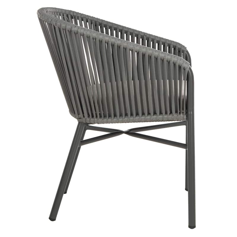 SAFAVIEH Outdoor Amira Rope Chair - Grey (Set of 2) - 23Wx24Dx32H