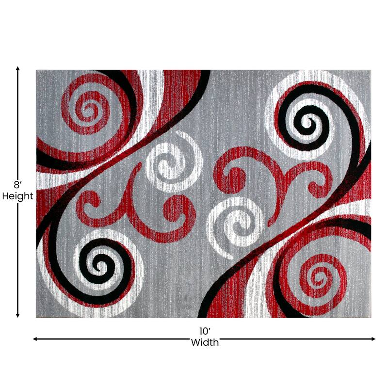 Modern Distressed Swirl Abstract Style Indoor Area Rug