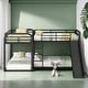 preview thumbnail 1 of 28, Full & Twin Size L-Shaped Bunk Bed with Slide & Short Ladder Black