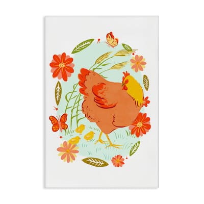Stupell Hen & Chicks Circular Florals Canvas Wall Art Design By Hannah Moren