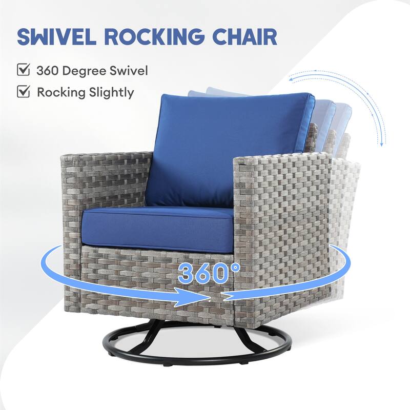 XIZZI 7-piece Outdoor Patio Furniture Rattan Wicker Conversation Set