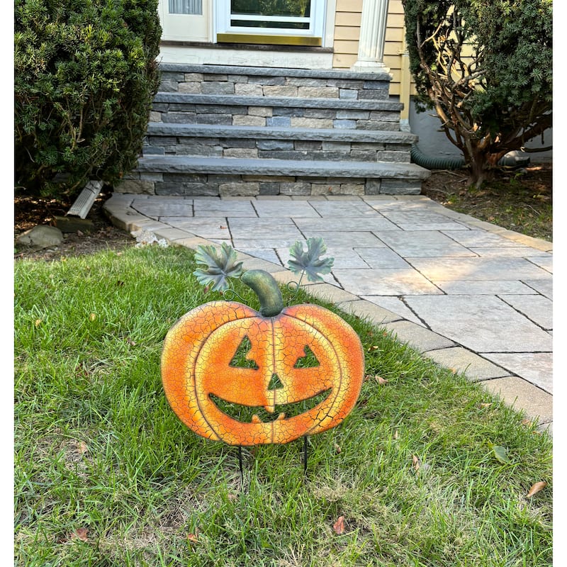 22.5" Metal Halloween, Harvest Pumpkin Stake