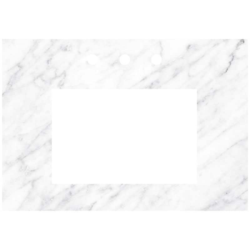 Native Trails VT30-R1812-CA-3 Carrara 30" Marble Vanity Top with Three - Carrara