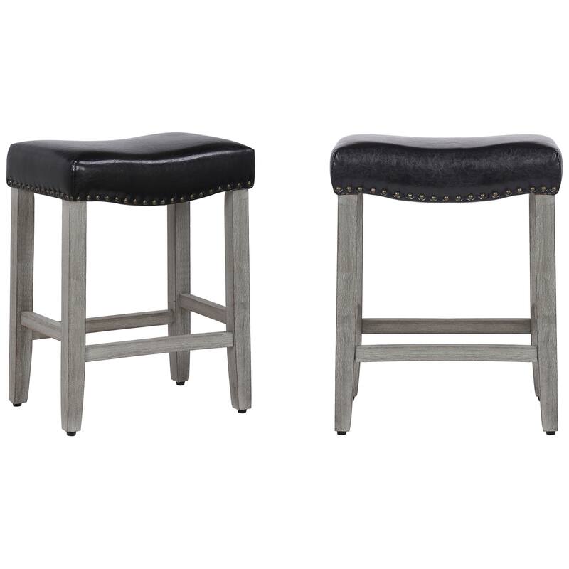 Jameson Upholstered Polyester Gray 24 Inch Counter Stool (Set Of 2)