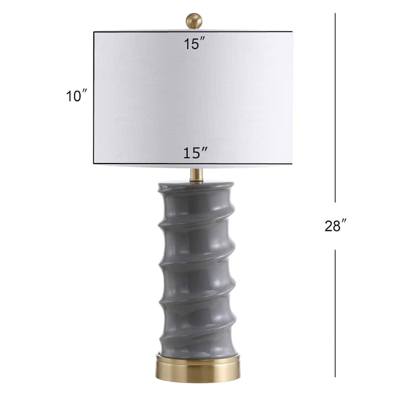 Prague 28" Ceramic LED Table Lamp, Dark Grey/Gold by JONATHAN Y