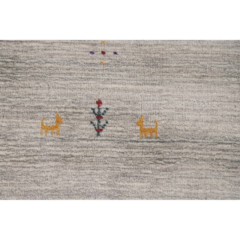 Gabbeh Oriental Area Rug Hand-Knotted Wool Carpet - 8'0"x 9'8"